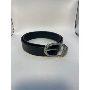 Harley Davidson Leather Belt Black Unisex 34 Signature Antique Nickel Buckle